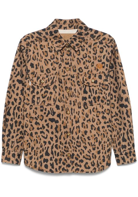 Brown animal-printed Berber overshirt Blazè Milano - women